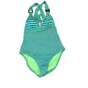 Nanette Lepore Women's Blue Sleeveless Crossback One Piece Swimsuit Size Medium